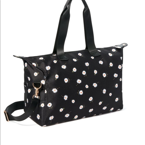 Alice + Olivia Black White Daisy Print Duffel Bag FREE Matching Reversible Hat - Picture 3 of 9